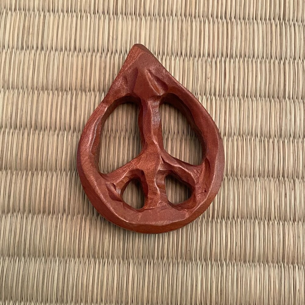 VINTAGE Large Hand-Carved Wooden Peach Sign Charm